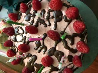 Dark Chocolate Cake With Raspberry Butter Cream and Ganache