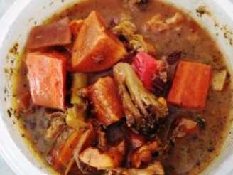 Spicy Roasted Vegetable Soup With Leftover Grilled Meat