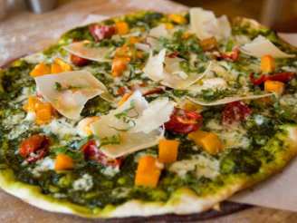Skinny Pizza With Butternut Squash, Roasted Tomatoes and Kale Pe