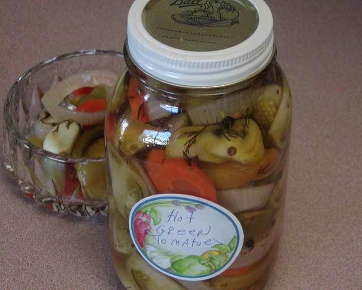 Spicy Pickled Green Tomatoes, Recipe