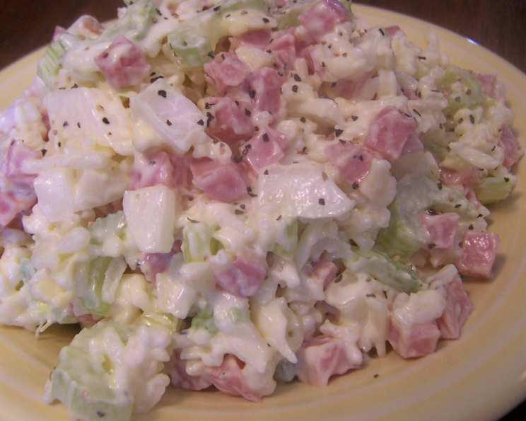 Cold Rice Mozzarella Ham Salad Recipe - That's Nerdalicious