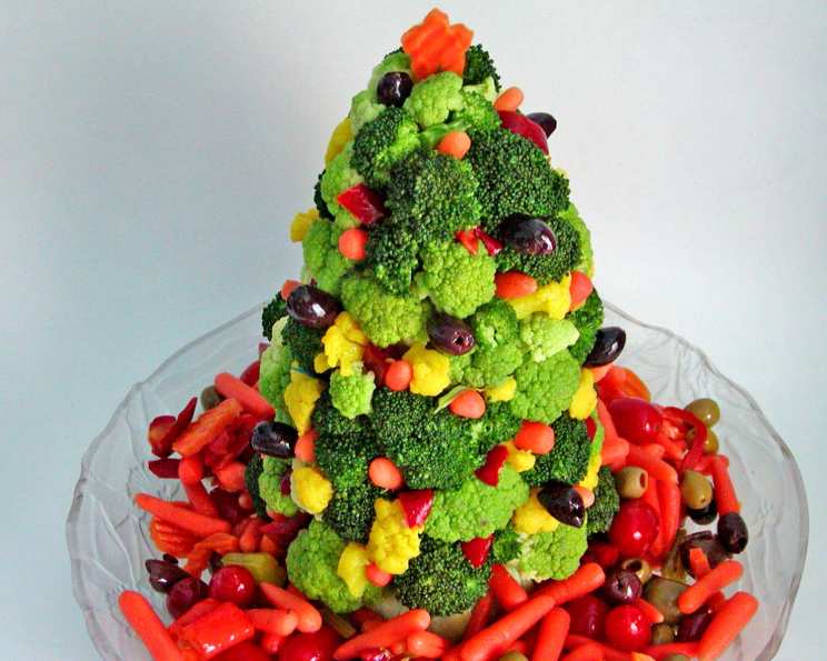 Vegetable Christmas Tree (a styrofoam cone is under it, romaine