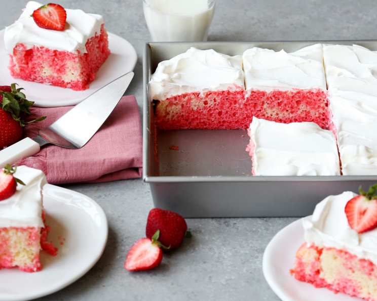 Raspberry Poke Cake - Tastes of Homemade