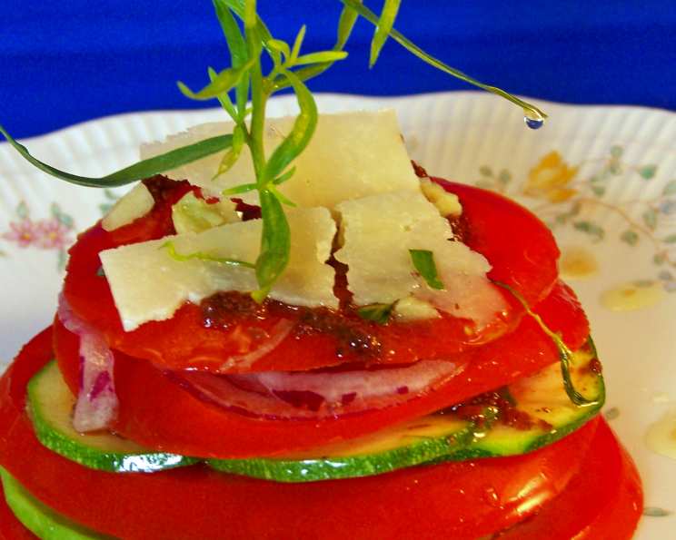 Stacked Tomatoes With Tarragon Infused Oil Recipe