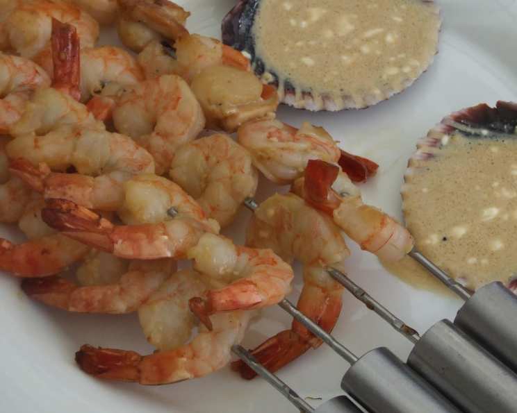 Prawn and Scallop Kebabs with Wasabi Dipping Sauce Recipe