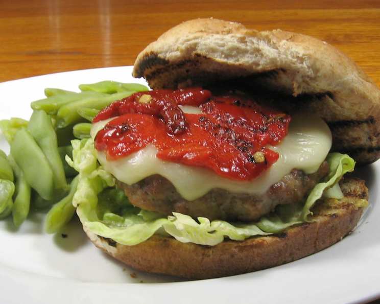 Turkey Burgers With Mozzarella and Roasted Peppers Recipe - Food.com