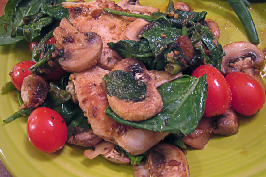 Chicken With Spinach and Mushrooms Recipe - Food.com