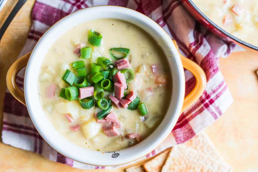 Slow Cooker Cheesy Ham and Potato Soup