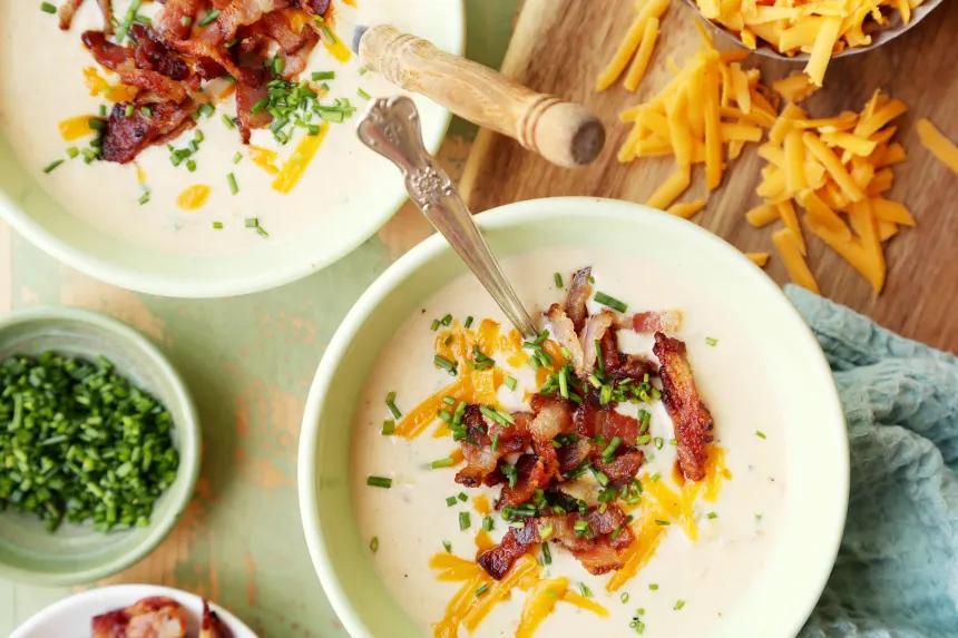 Crockpot Potato Soup (Cheesy Delicious!) - On My Kids Plate