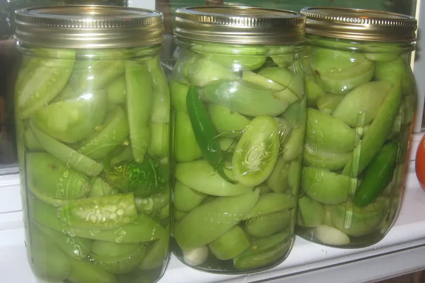 Pickled Green Tomatoes, Chillies or Cucumbers - What's Cooking Ella