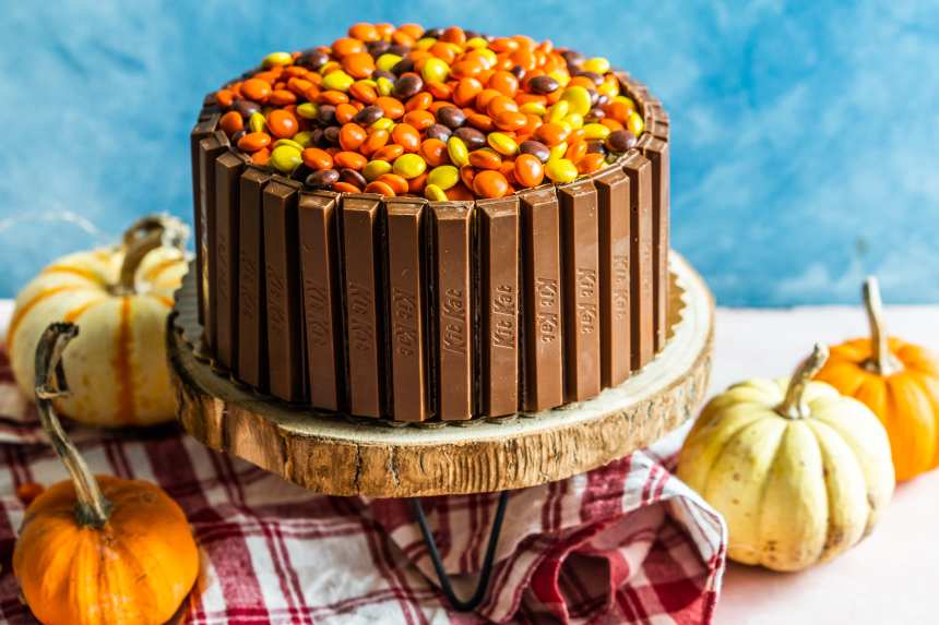 Autumn Kit Kat Layer Cake (W/ Reeses Pieces) Recipe 