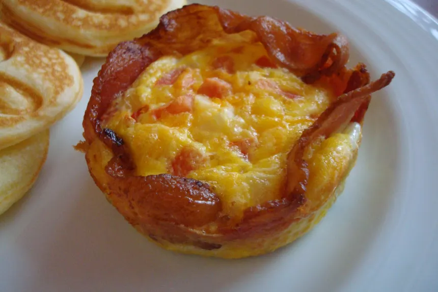 Bacon and Red Pepper Egg Bites with the easiest egg bite recipe