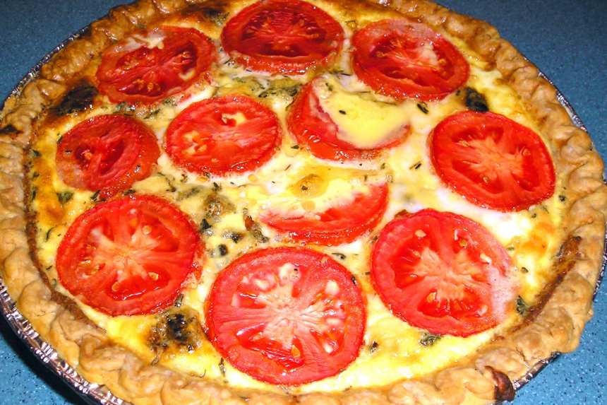 My Special Friday Night Vegetarian Onion and Tomato Quiche Recipe ...