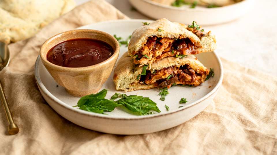 Barbecue Chicken & Basil Calzones