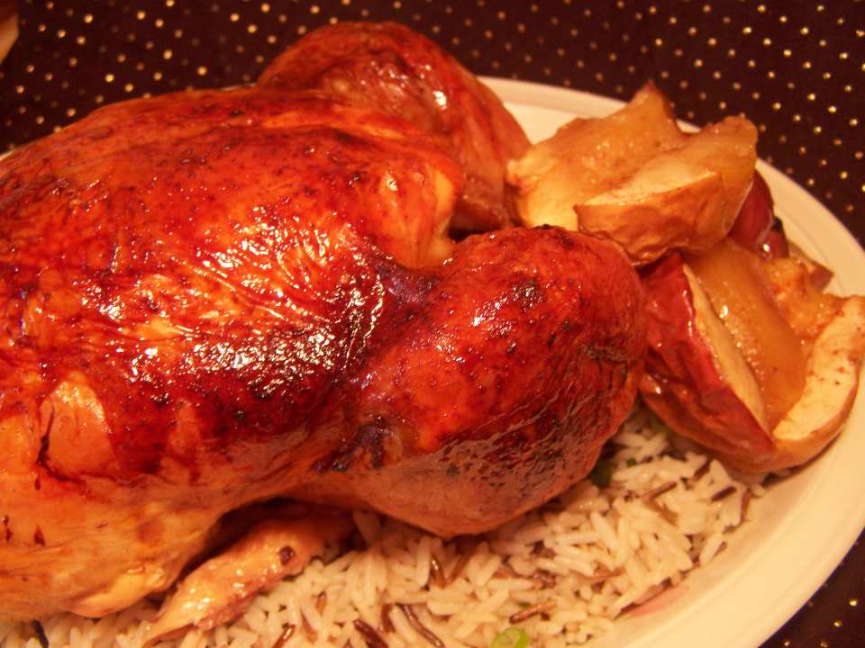 Apple-Glazed Roast Chicken and Rice Recipe - Food.com