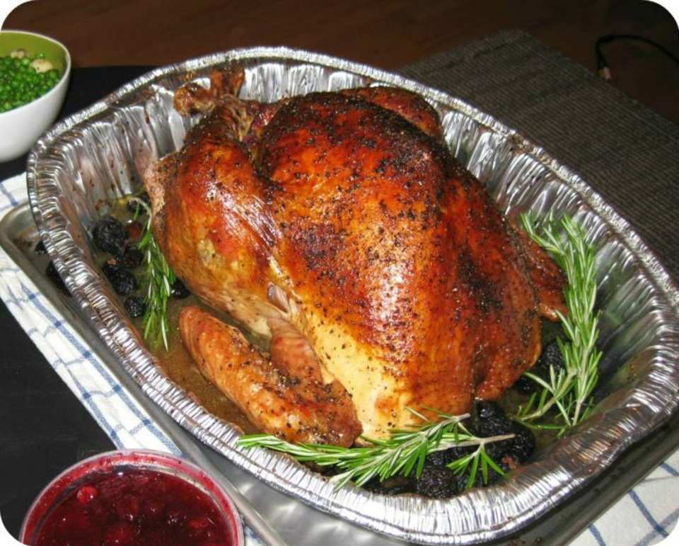 alton brown dressing turkey Alton Brown's Dry Brined, Spatchcock Turkey with Root Vegetable Panzanella