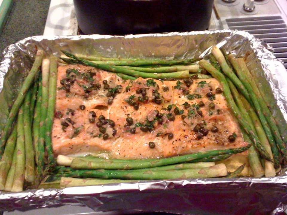 Lemon Butter Salmon With Capers and Asparagus Recipe - Food.com