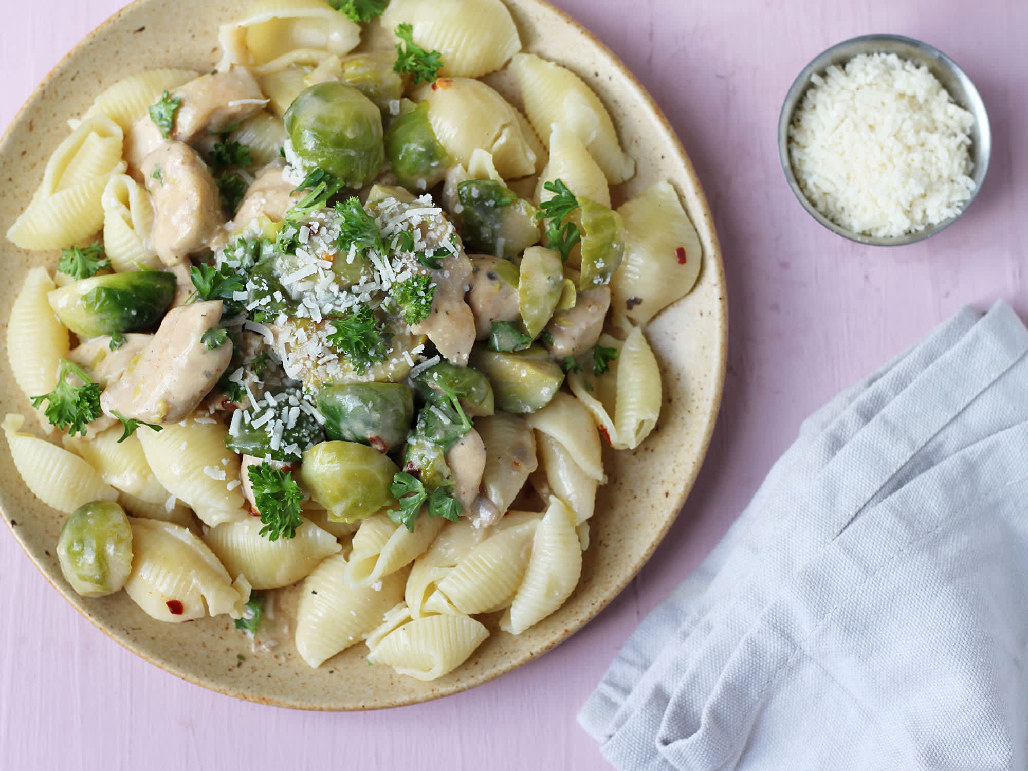 Pasta Shells With Chicken and Brussels Sprouts Recipe - Food.com