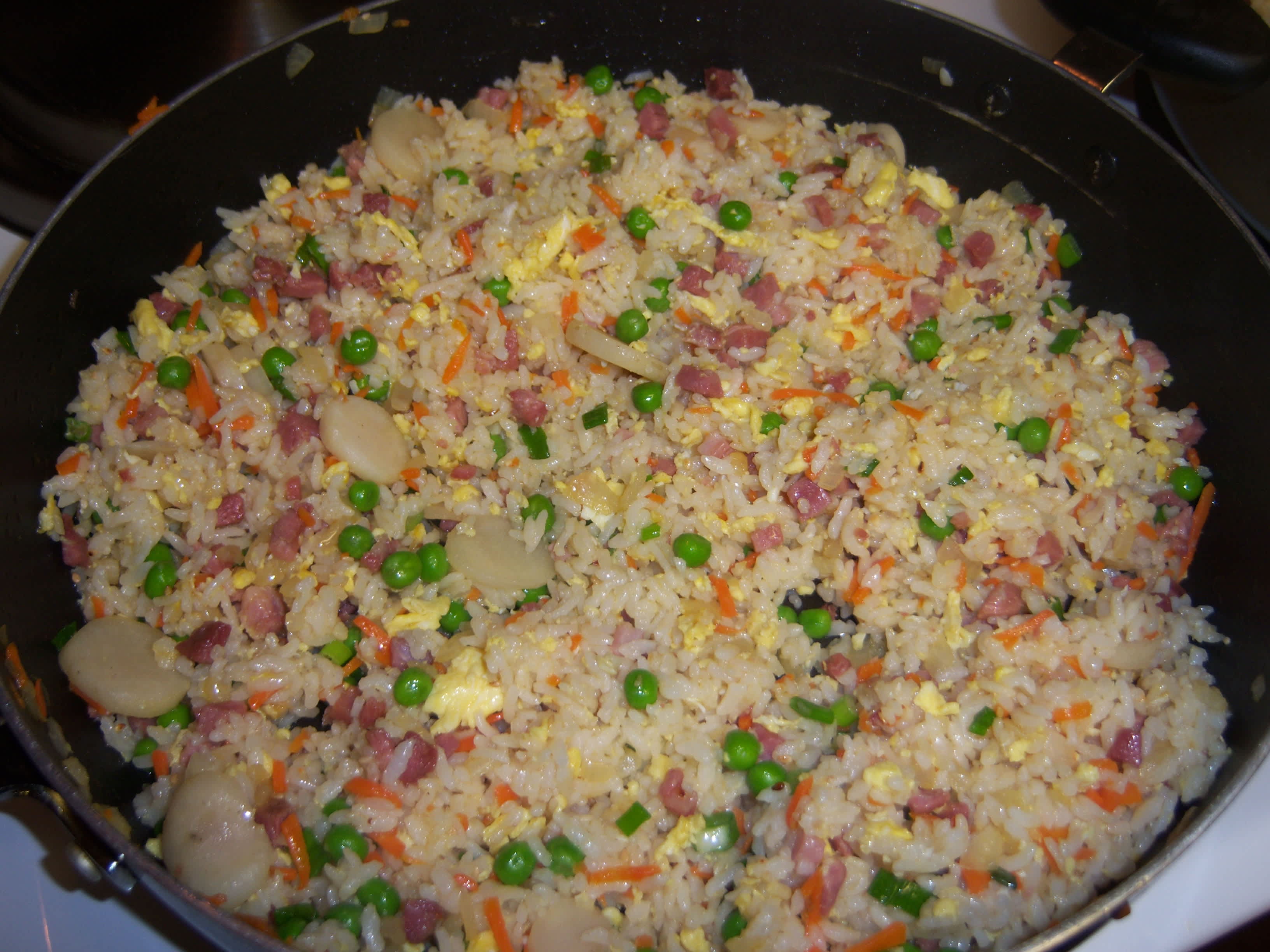 Simple Ham (Or Pork) Fried Rice W/Sesame Oil No Wok Needed Recipe ...
