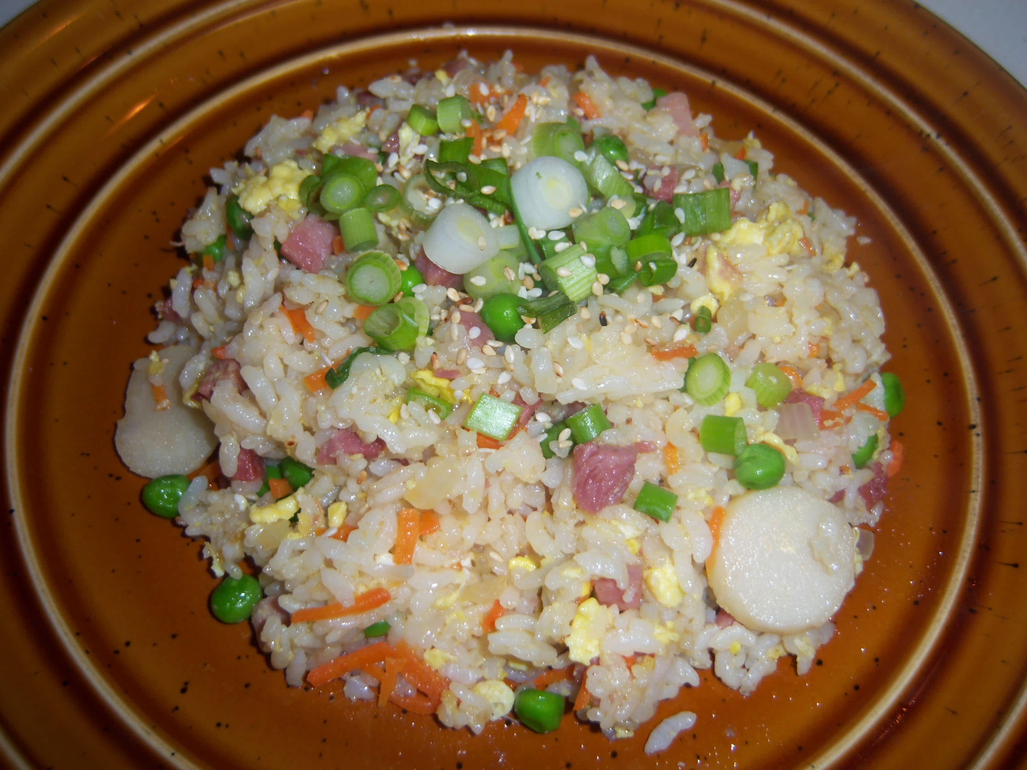 Simple Ham (Or Pork) Fried Rice W/Sesame Oil No Wok Needed Recipe ...