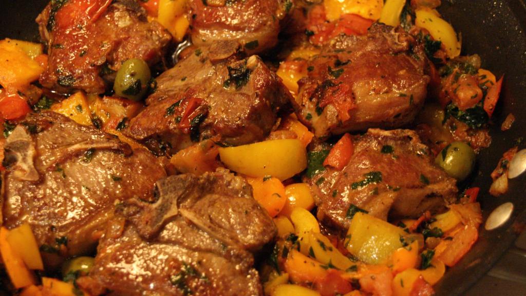 Lamb Chops, Calabrese, With Tomatoes, Peppers and Olives Recipe