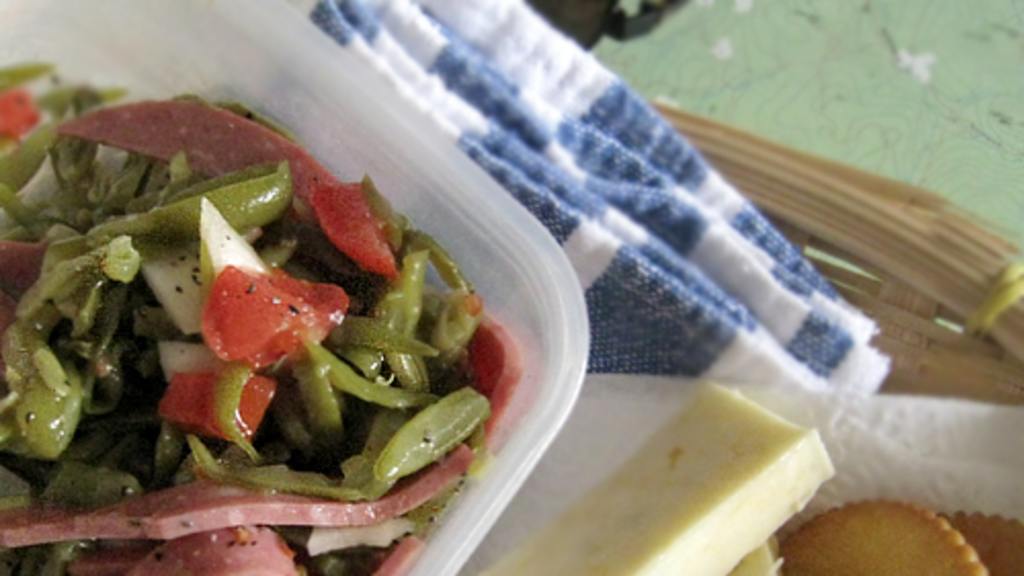 Green Bean, Tomato and Salami Salad created by Caroline Cooks