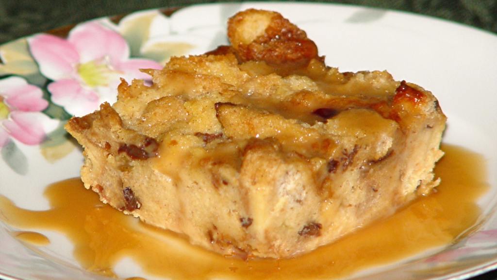 Cranberry and Raisin Bread Pudding With Caramel Sauce Recipe