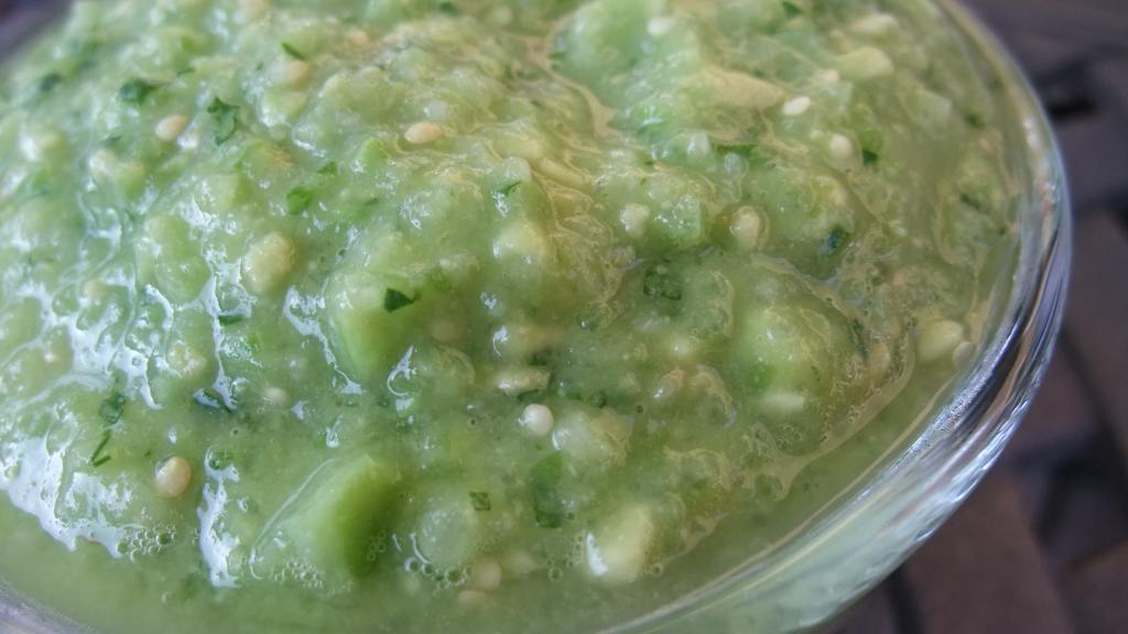 Mexican Green Sauce With Tomatillos and Avocado (Salsa Verde) created by Columbus Foodie