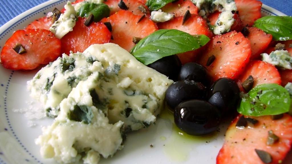 Strawberry Salad With Olives, Blue Cheese and Balsamic Vinegar Recipe