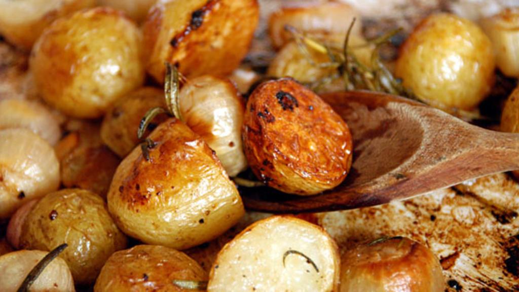 Whole Roasted Shallots and Potatoes With Rosemary Recipe