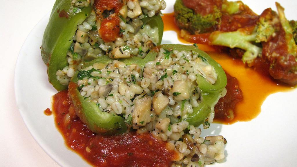 Barley & Mushroom Stuffed Green Bell Peppers created by loof751