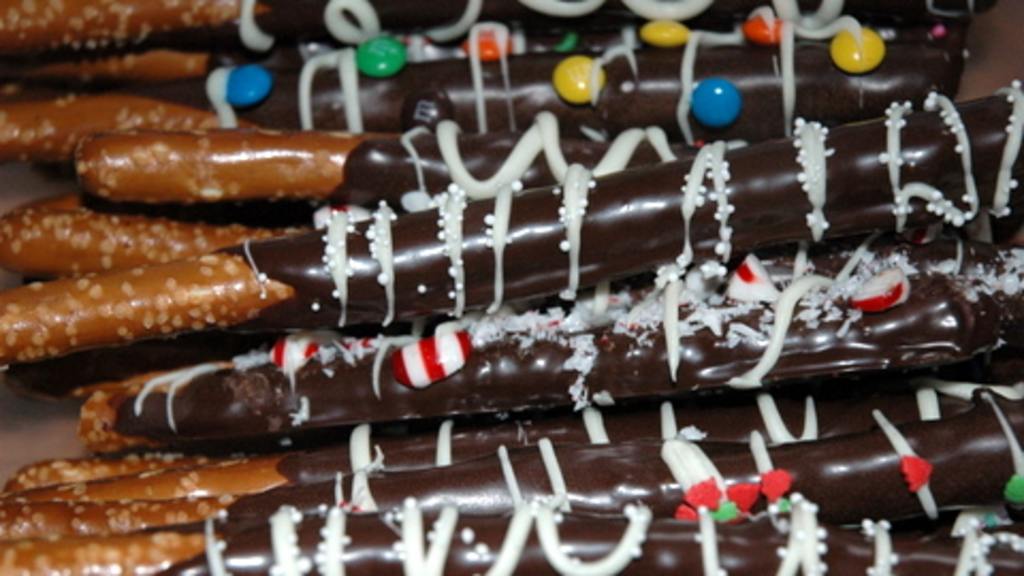 Gourmet Chocolate Dipped Pretzel Rods Recipe