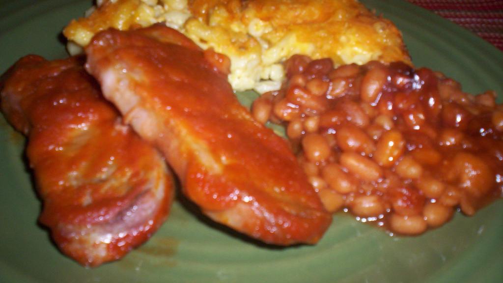Awesome BBQ Pork Chops and Beans created by Chef shapeweaver 