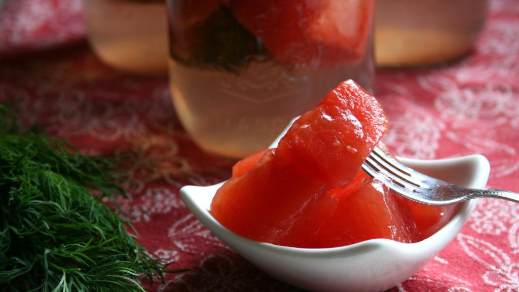 Susan's Pink Watermelon Pickles (Not Rind) created by Cookin-jo