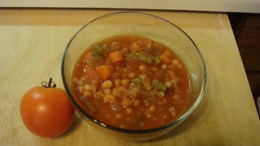Hearty Spicy Tomato Vegetable Soup created by Cookie in Ontario