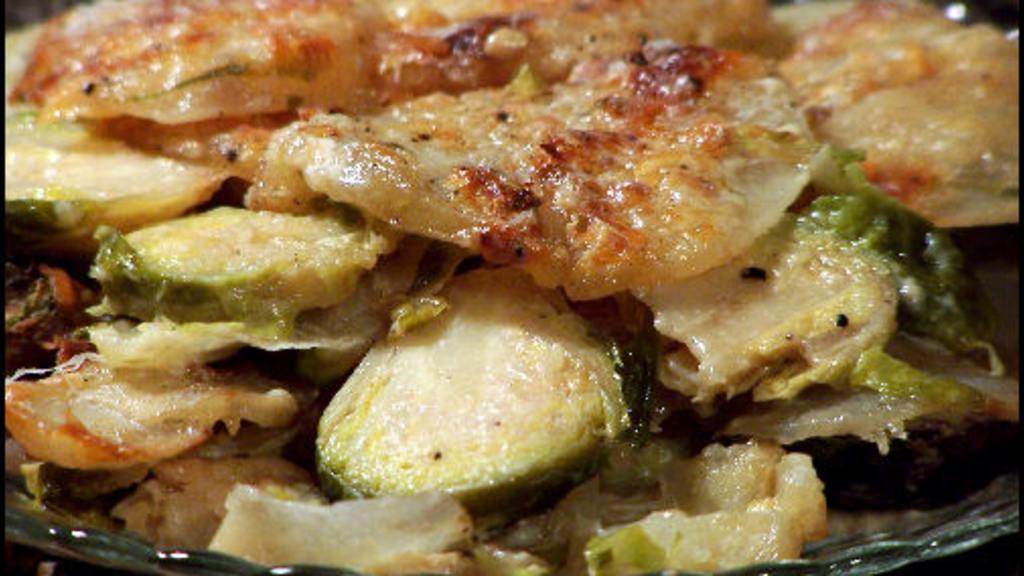 Roasted Brussels Sprouts and Potato Gratin created by NcMysteryShopper