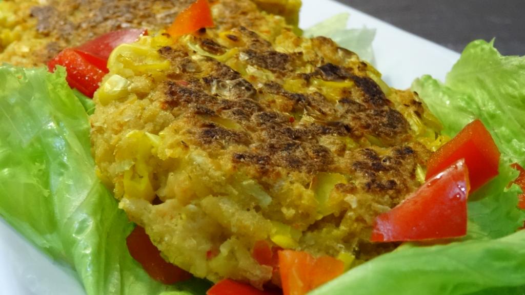 Corn and Garbanzo Bean Patties (Vegan) created by Wish I Could Cook