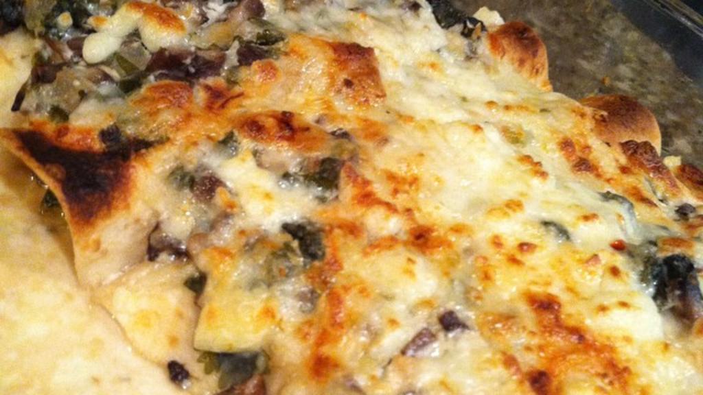 Spinach and Mushroom Enchiladas With Cilantro Cream Sauce Recipe