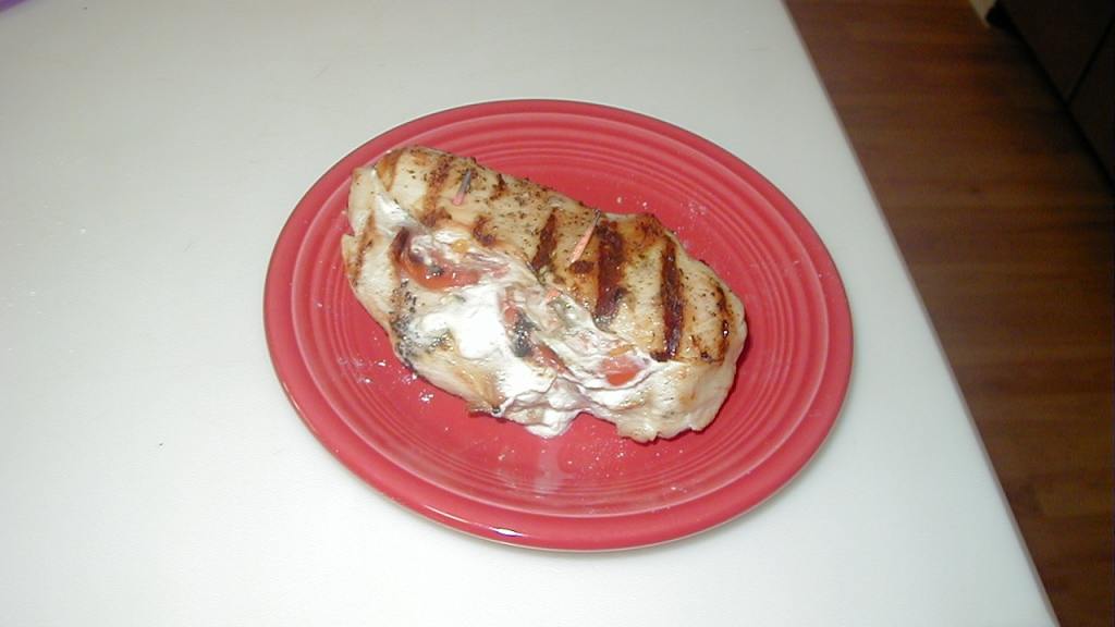 Grilled Basil-Tomato-Goat Cheese Chicken created by MelNTex