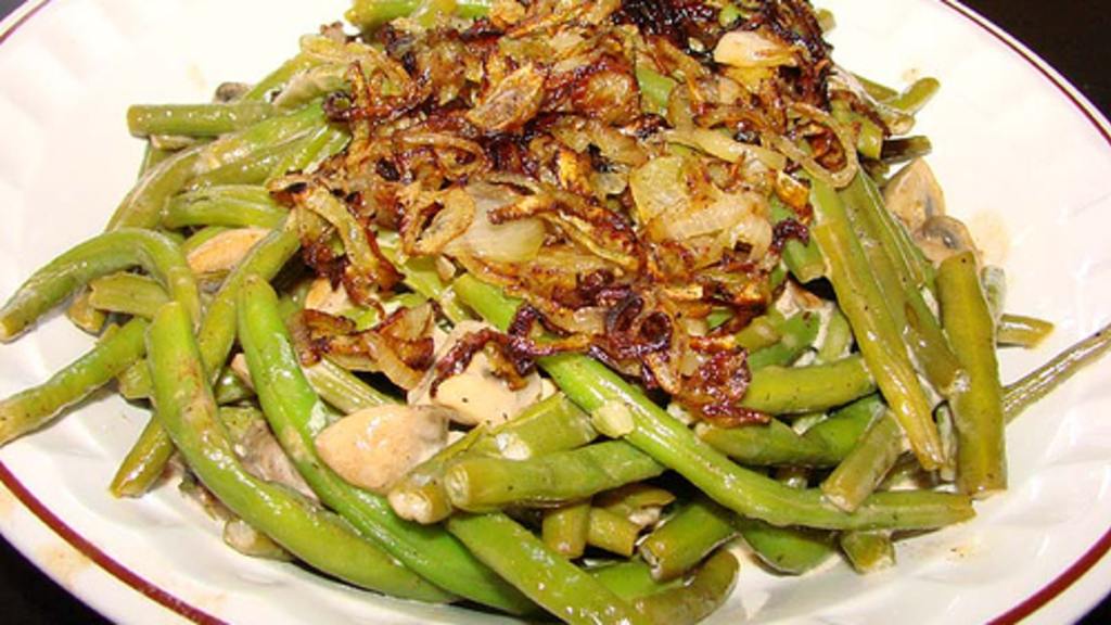 Green Beans and Mushrooms Braised in Cream Recipe