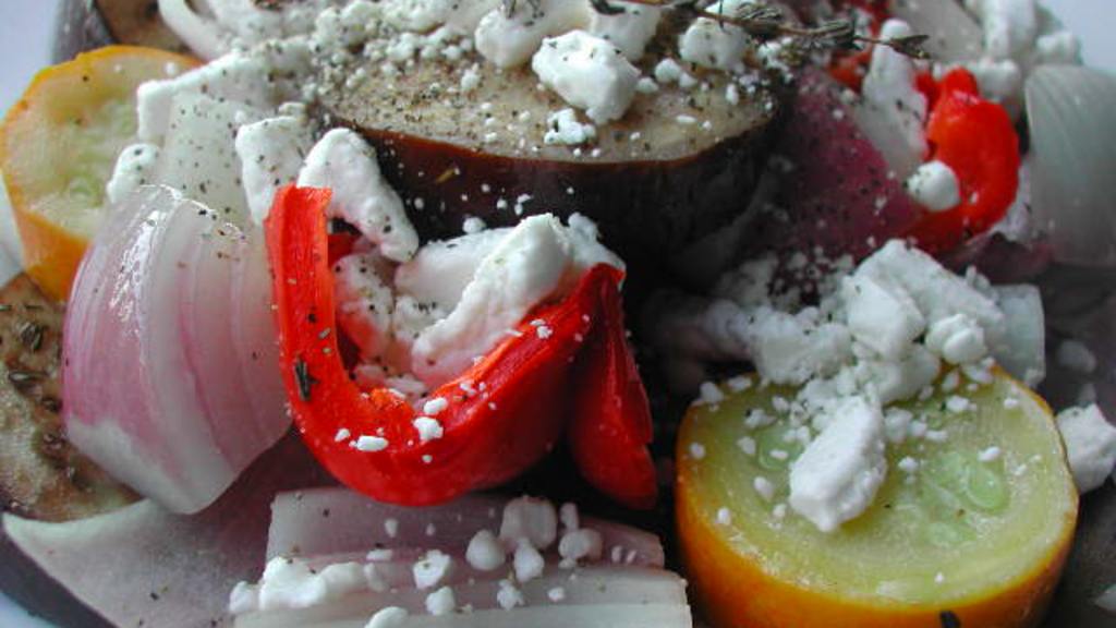 Oven Roasted Vegetables With Crumbled Goats Cheese, Thyme and Pa Recipe