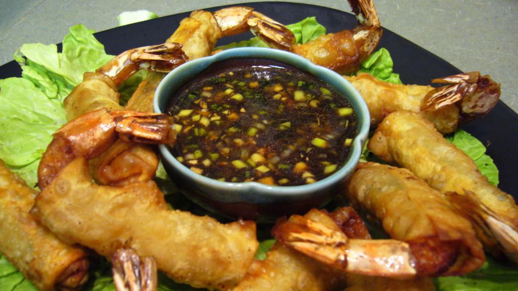 Crunchy Shrimp Wontons With GreenOnion Dipping Sauce Recipe