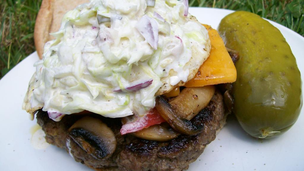 Amy's Dill Pickle and Lettuce Hamburger " Slaw" created by Sharon123