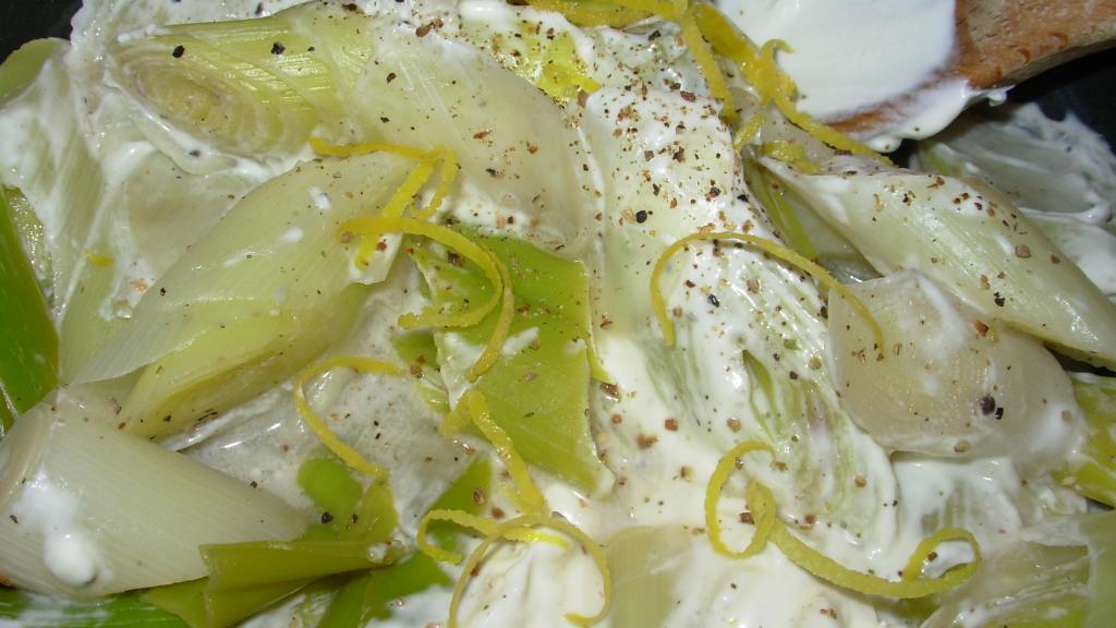 Chardonnay Poached Leeks and Creme Fraiche Dressing created by French Tart