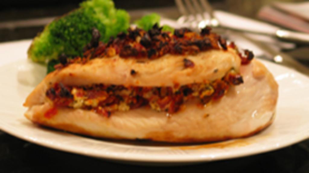 Chicken Stuffed W/ SunDried Tomatoes & Goat Cheese Recipe