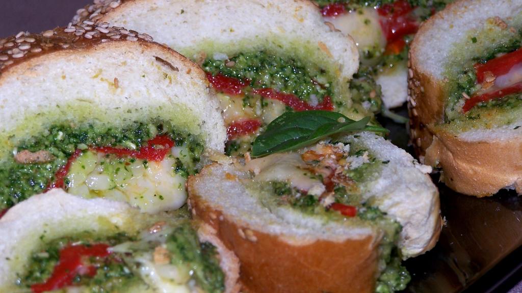 French Bread With Pesto and Peppers created by Rita1652