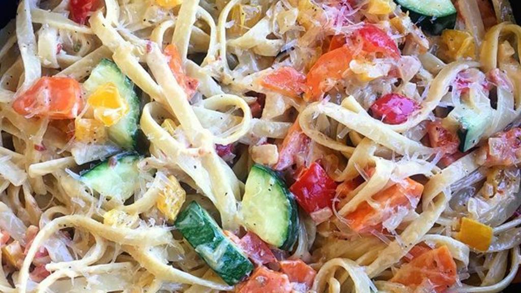 Pasta with Spicy Garlic Cream Sauce created by KikilyCooks