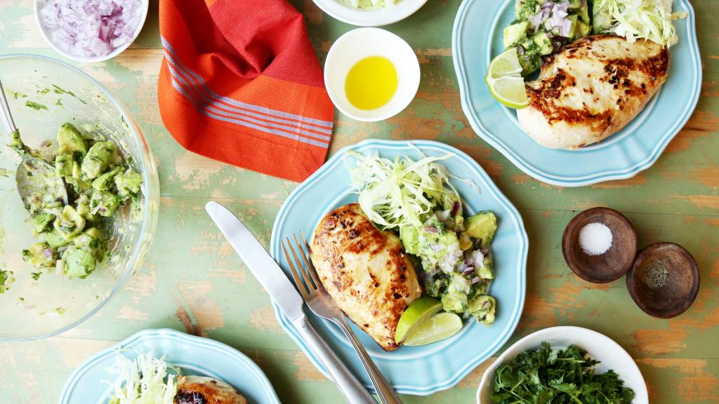 Pan Grilled Chicken with Avocado and Red Onion Salsa created by Jonathan Melendez 