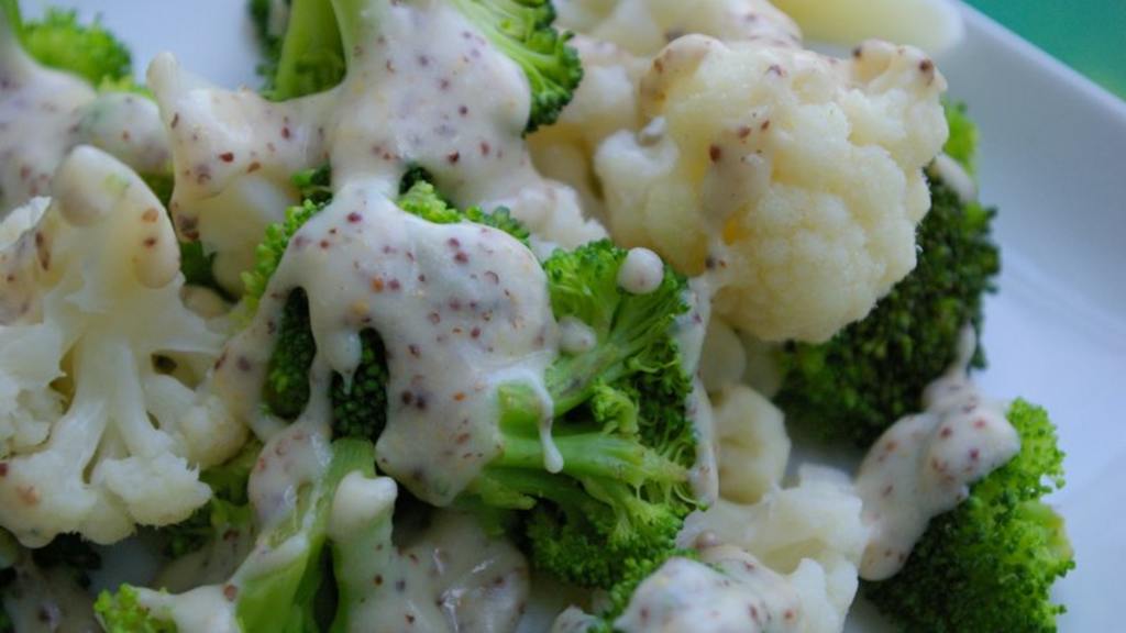 Microwave Broccoli and Cauliflower With Mustard Sauce Recipe