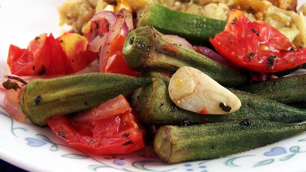Roasted Okra, Tomatoes & Garlic Recipe
